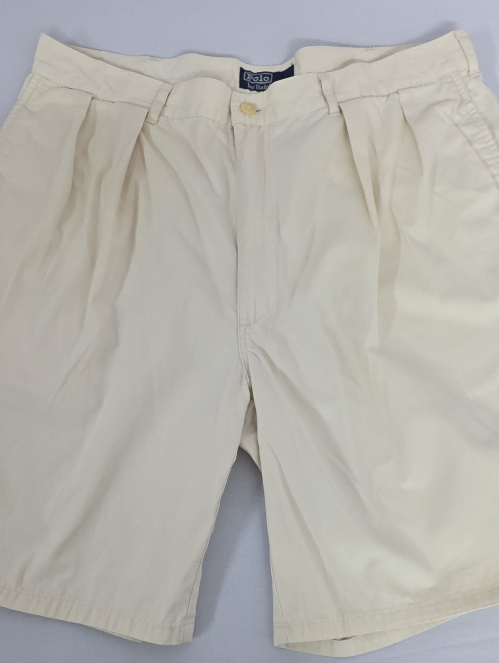Polo Ralph Lauren Polo Chino Pleated Cotton Shorts Khaki Cream Size 36